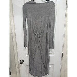 Sara Long Sleeve Knot-Front Maxi Dress – Gray, Size Small